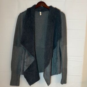 Cozy Faux Suede and Fur Gray Women's Sweater